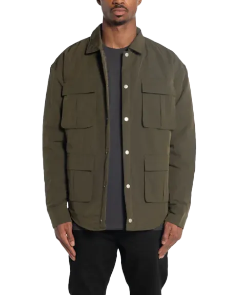 RICHIE LE NYLON OVERSHIRT OLIVE - RLC-317