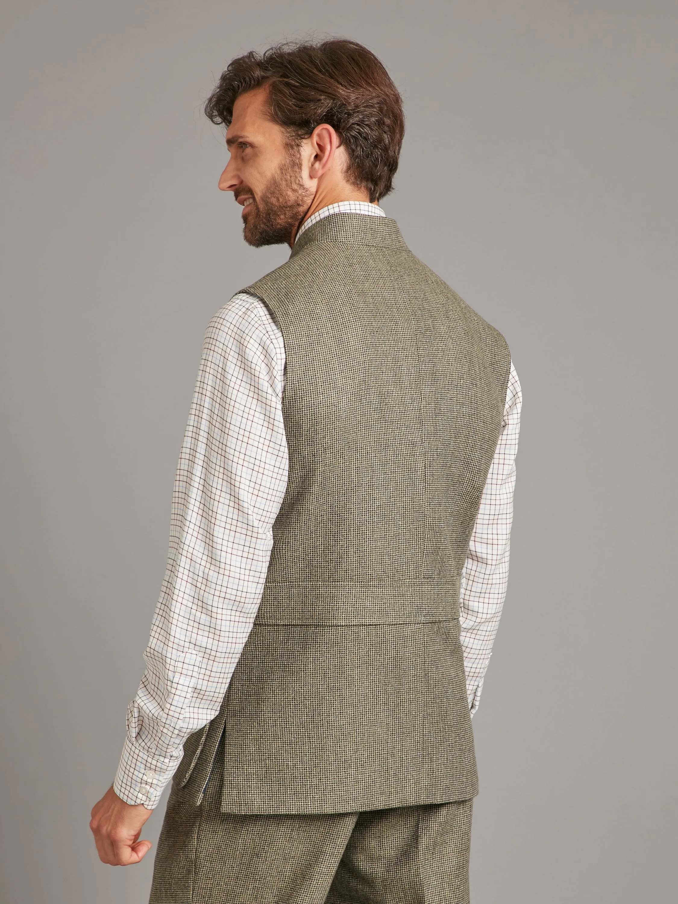 Vest - Sage Nailhead Tweed