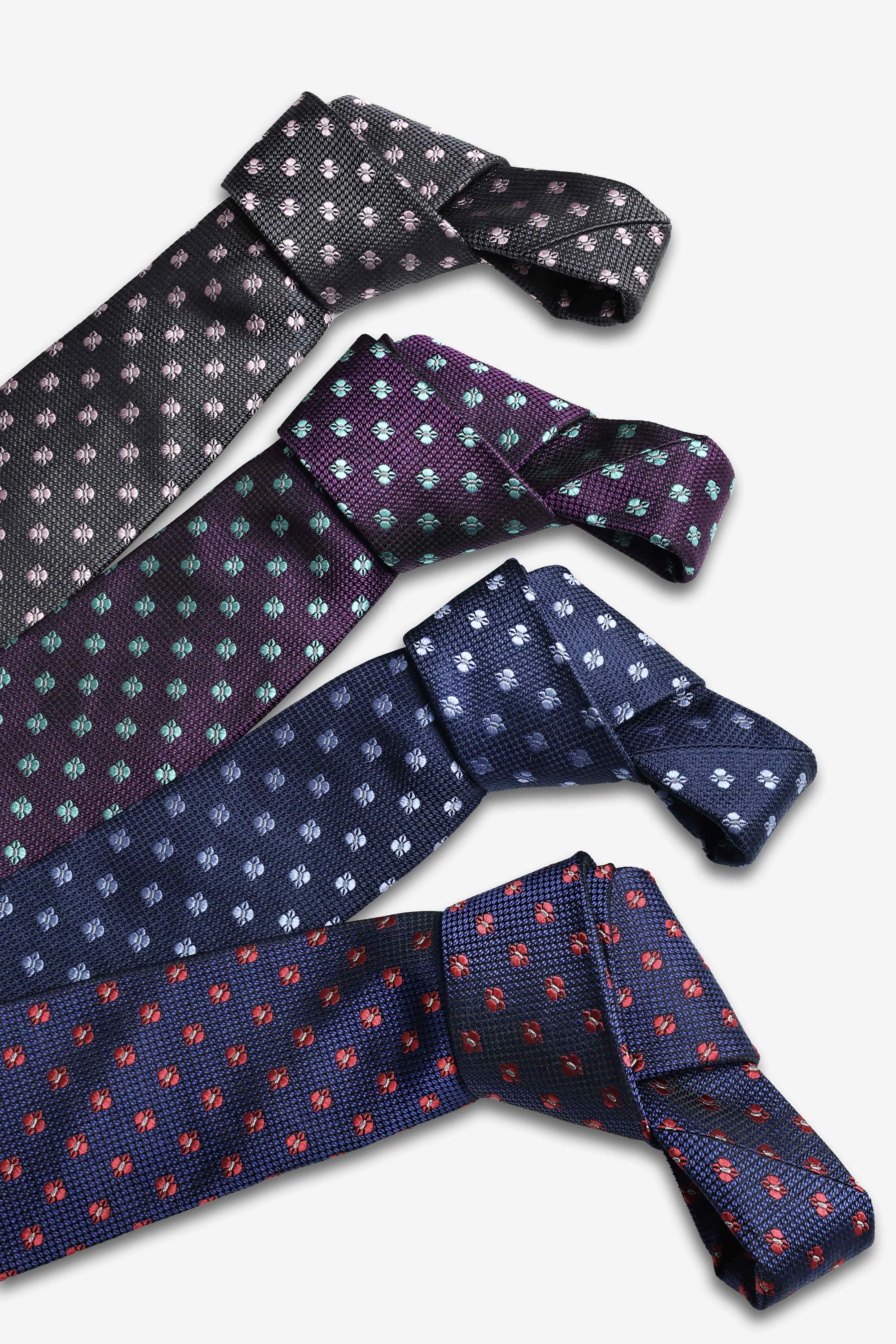 Warwick Foulard Silk Tie, Purple / Turquoise