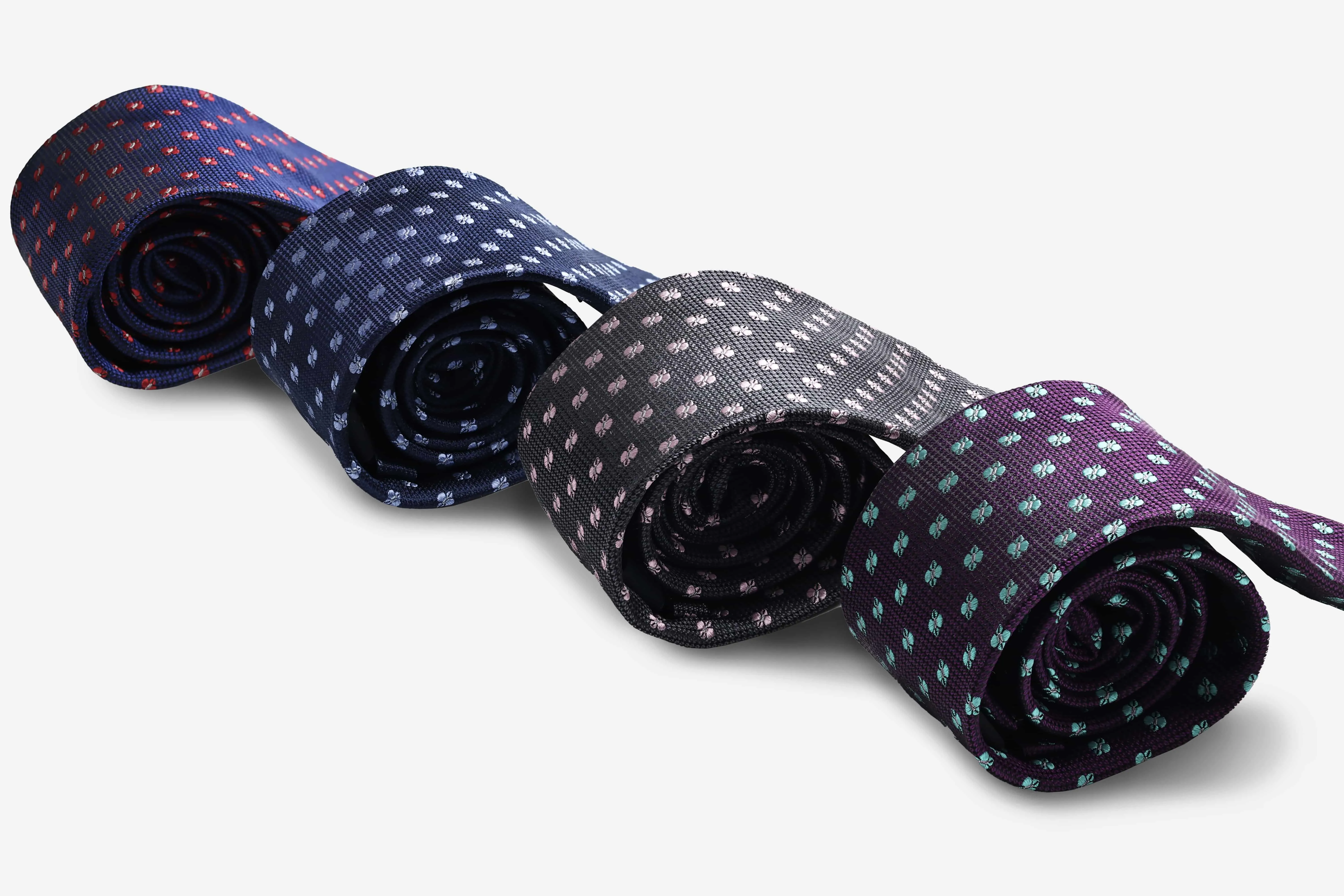 Warwick Foulard Silk Tie, Purple / Turquoise