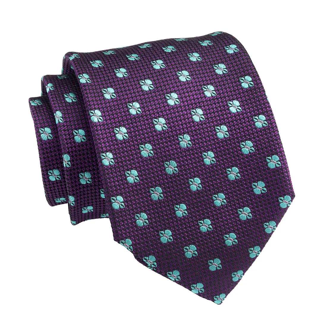 Warwick Foulard Silk Tie, Purple / Turquoise
