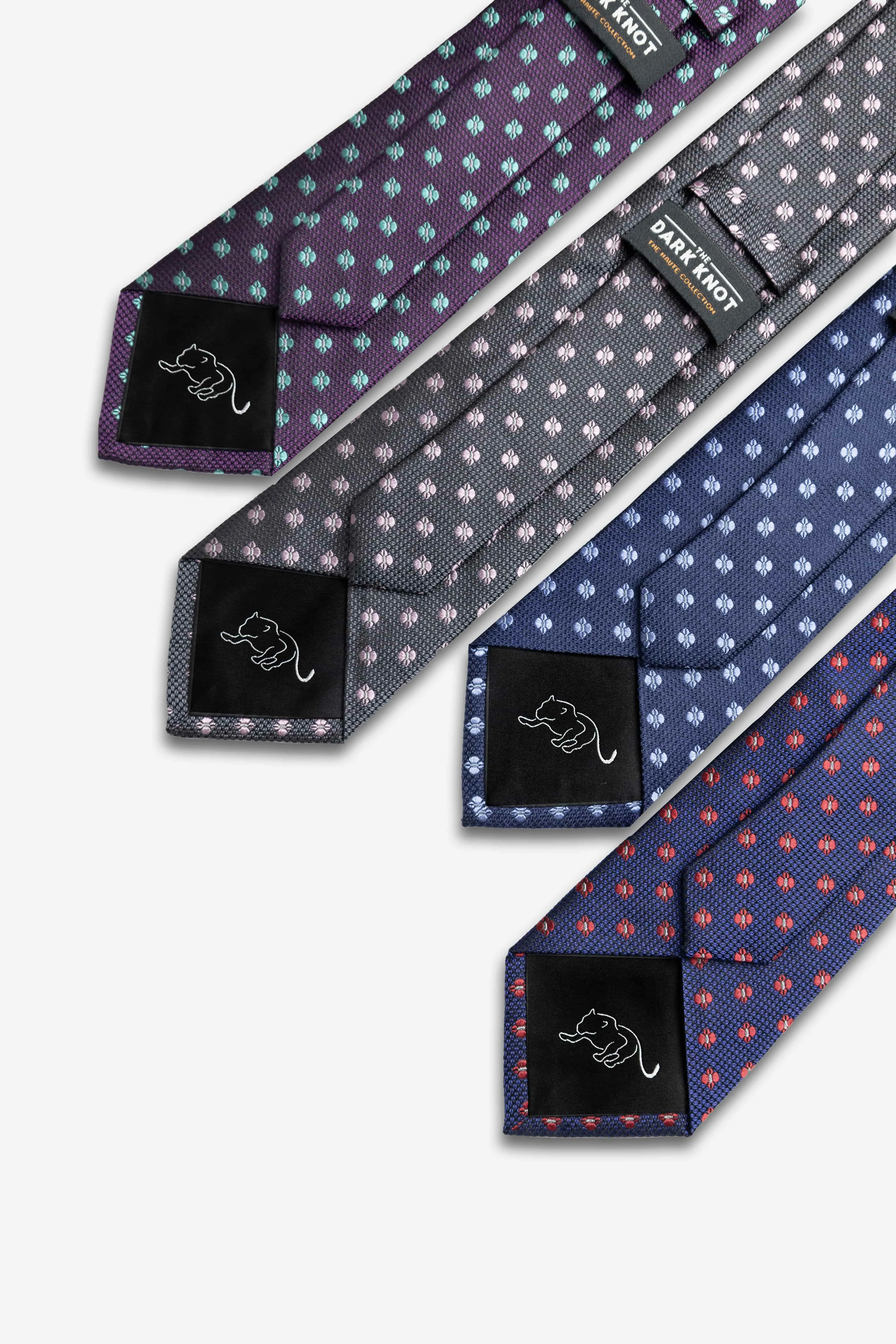 Warwick Foulard Silk Tie, Purple / Turquoise