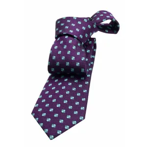 Warwick Foulard Silk Tie, Purple / Turquoise
